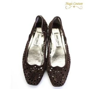 Jimmy Choo Laser Cut Brown Suede Ballet Flats🤍⭐️🤍